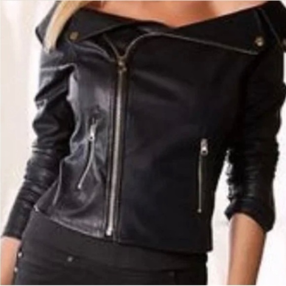 Boston Proper Off The Shoulder Moto Jacket size 6 - Picture 1 of 7